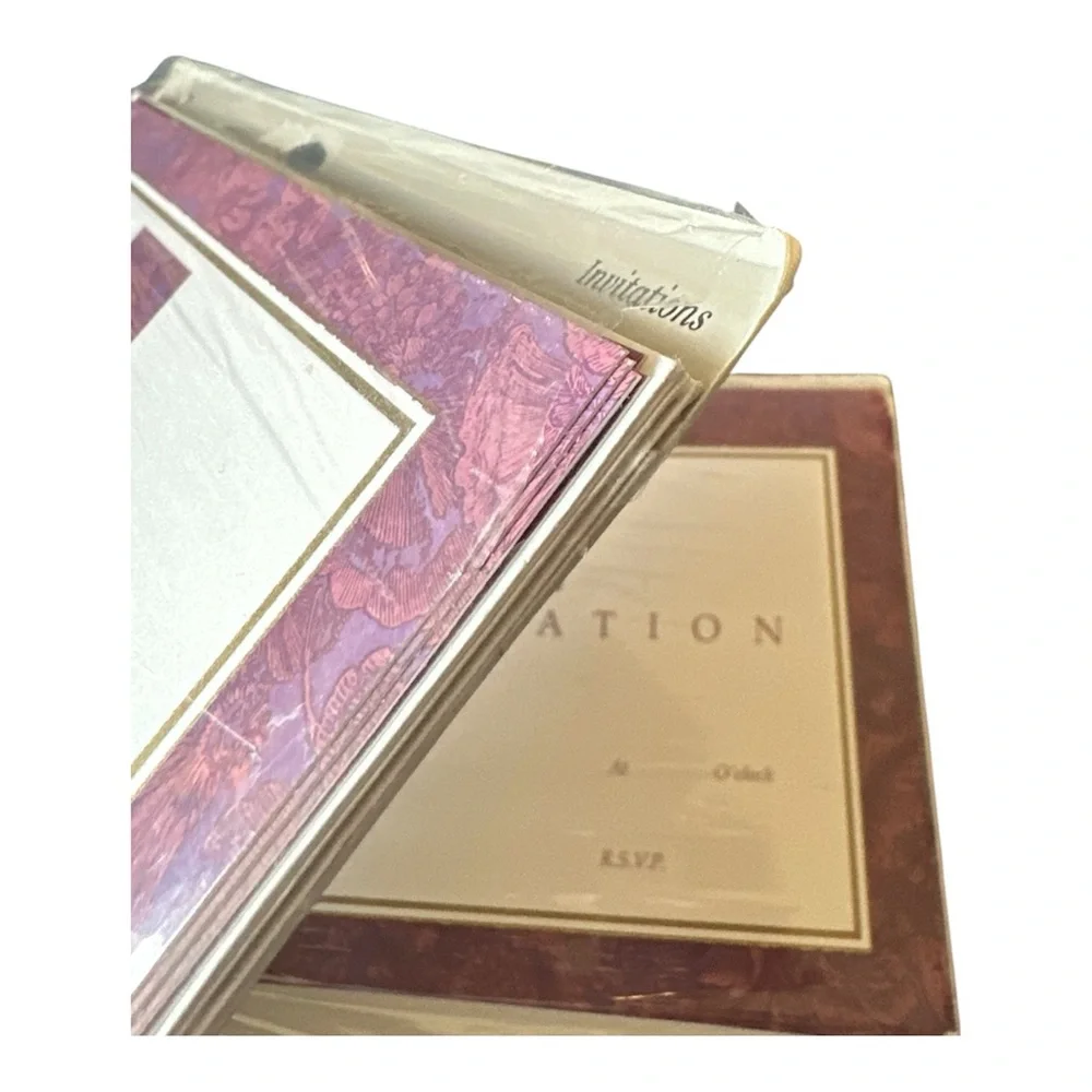 Vintage Hallmark A Monogram Celebration Invitations Sealed Burgundy 90s-2000s(2)